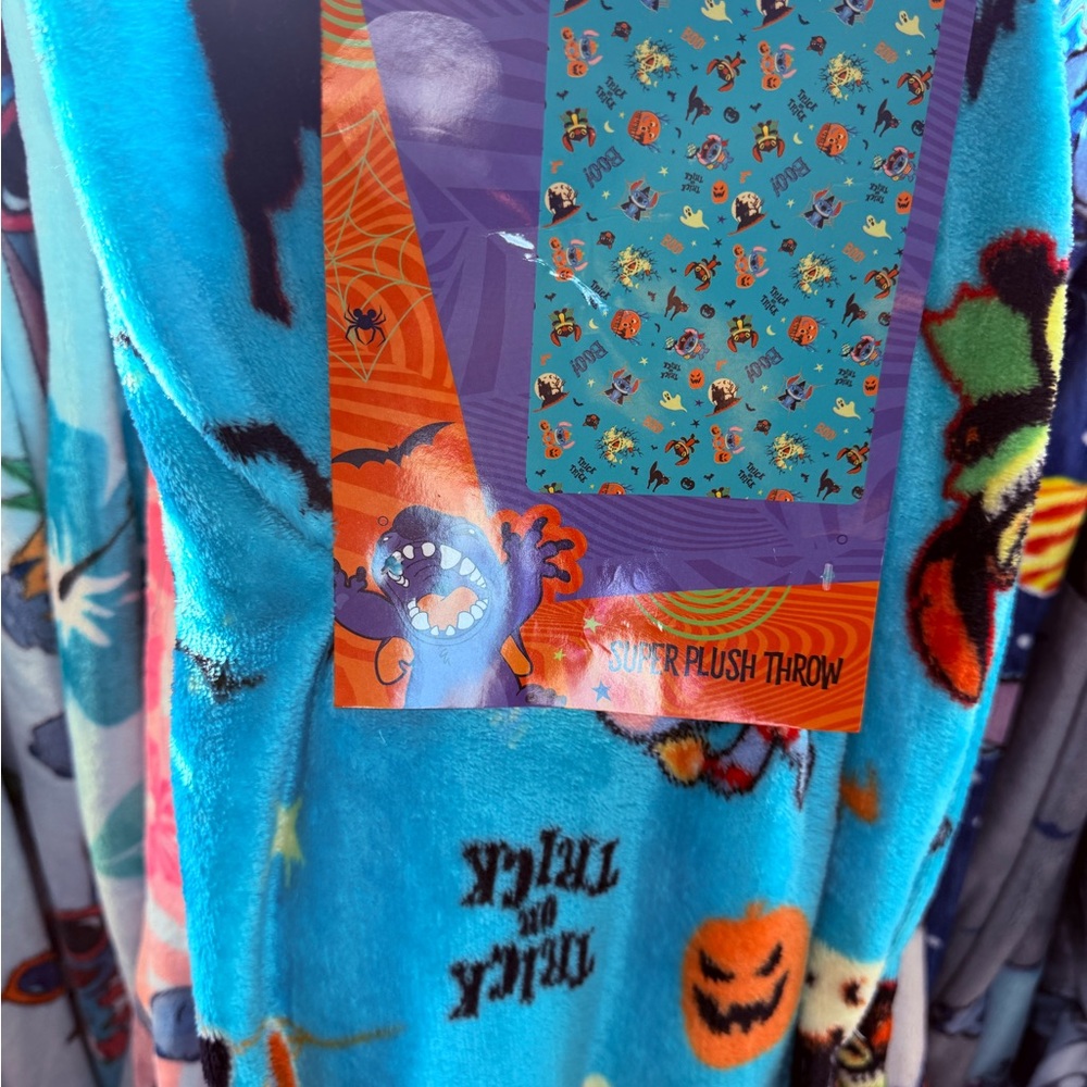 Blue Super Plush Throw with Halloween Design